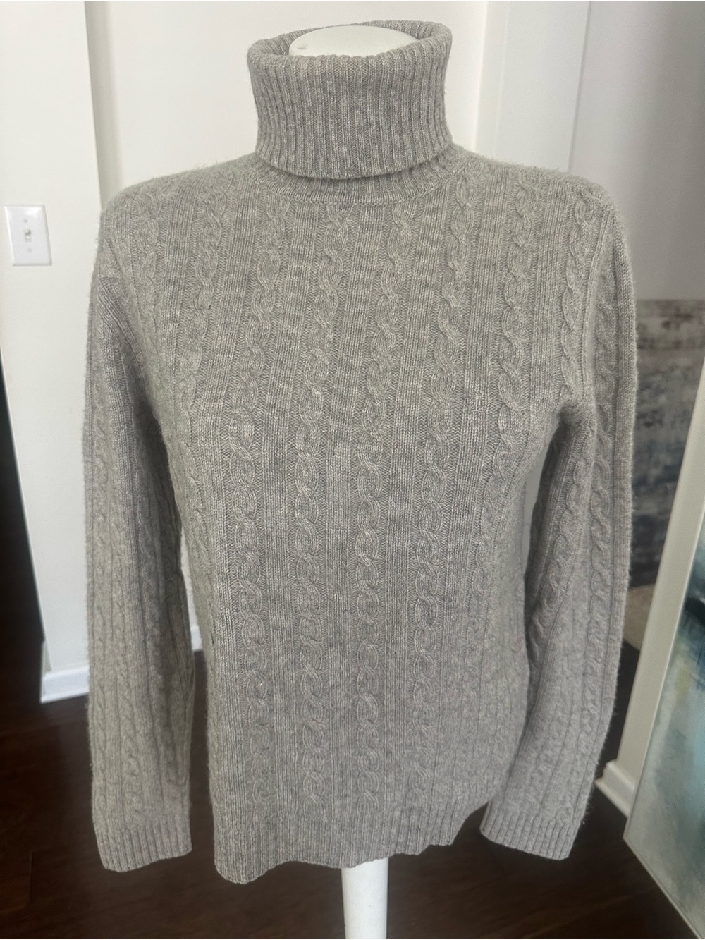 Lauren Ralph Lauren Taupe/Gray Cashmere Turtleneck Sweater M